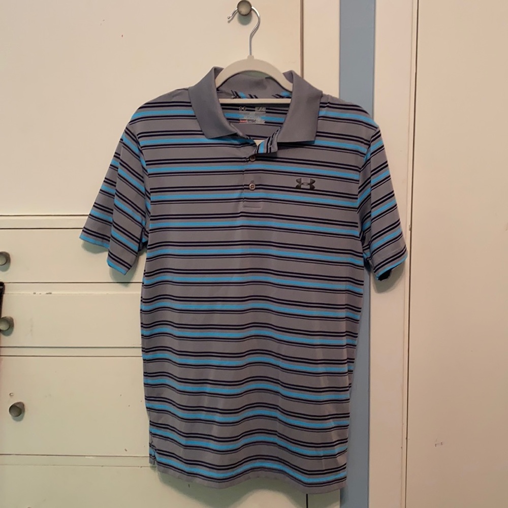 Short Sleeve Grey and Blue Under Armor Polo